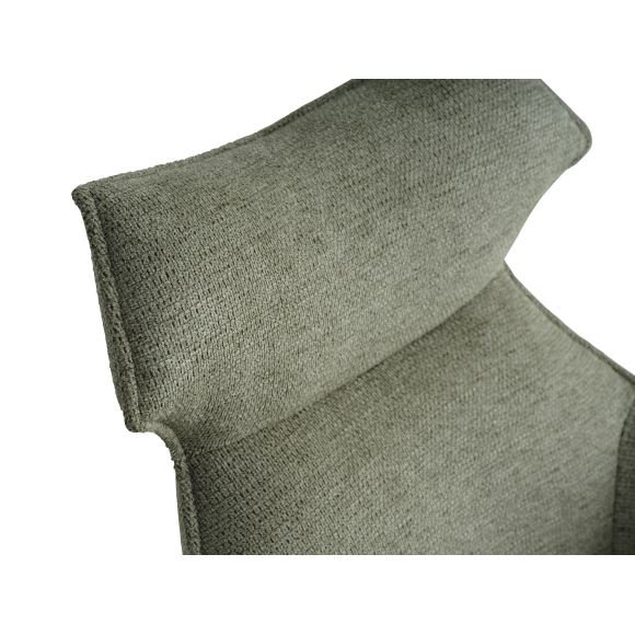 Liva spisebordsstol, m. armln og drejefunktion - grn stof og metal