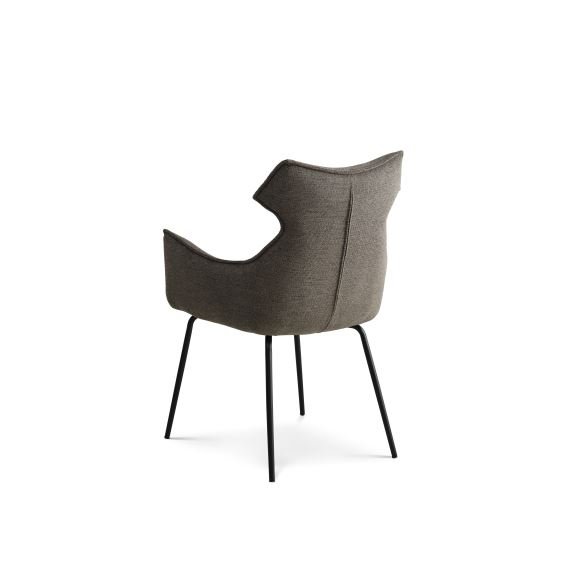 Liva spisebordsstol, m. armln - Sephia brun stof og sorte ben