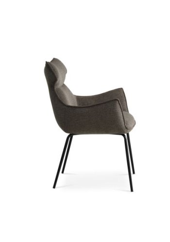 Liva spisebordsstol, m. armln - Sephia brun stof og sorte ben