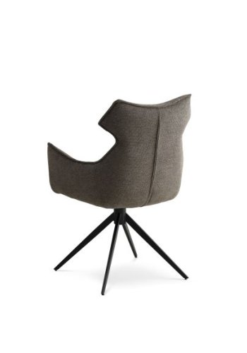 Liva spisebordsstol, m. armln og drejefunktion - Sephia brun stof og sorte ben