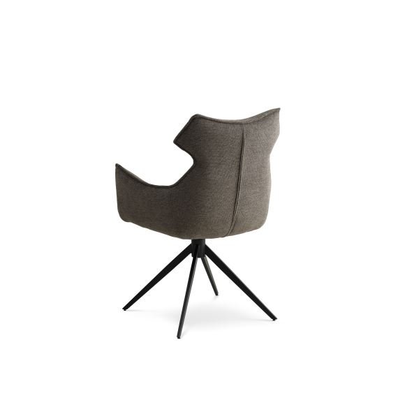 Liva spisebordsstol, m. armln og drejefunktion - Sephia brun stof og sorte ben