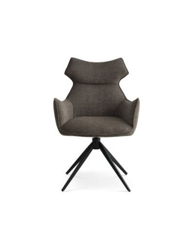 Liva spisebordsstol, m. armln og drejefunktion - Sephia brun stof og sorte ben