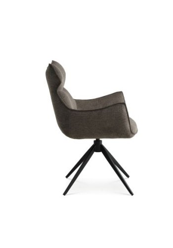 Liva spisebordsstol, m. armln og drejefunktion - Sephia brun stof og sorte ben