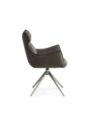 Liva spisebordsstol, m. armln og drejefunktion - Sephia brun stof og metal