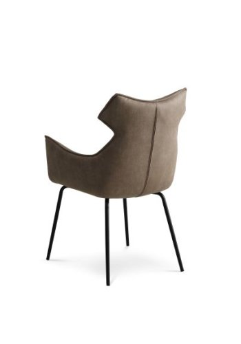 Liva spisebordsstol, m. armln - liver brun/beige mikrolder bull og sorte ben