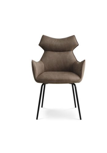 Liva spisebordsstol, m. armln - liver brun/beige mikrolder bull og sorte ben