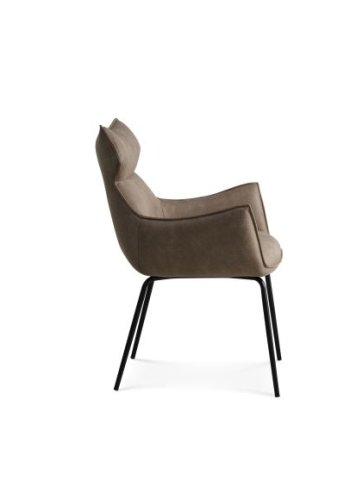 Liva spisebordsstol, m. armln - liver brun/beige mikrolder bull og sorte ben