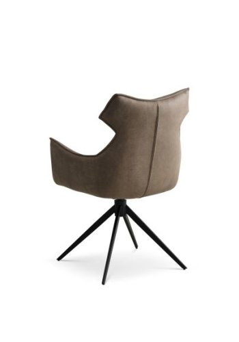 Liva spisebordsstol, m. armln og drejefunktion - liver brun/beige micro lder bull og sorte ben