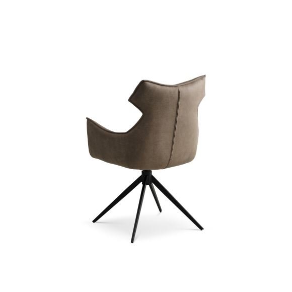 Liva spisebordsstol, m. armln og drejefunktion - liver brun/beige micro lder bull og sorte ben