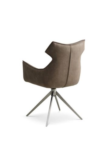 Liva spisebordsstol, m. armln og drejefunktion - liver brun/beige micro lder bull og metal