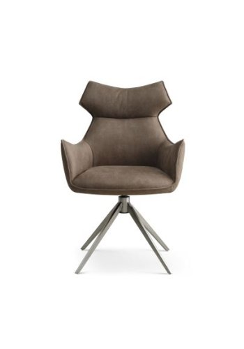 Liva spisebordsstol, m. armln og drejefunktion - liver brun/beige micro lder bull og metal