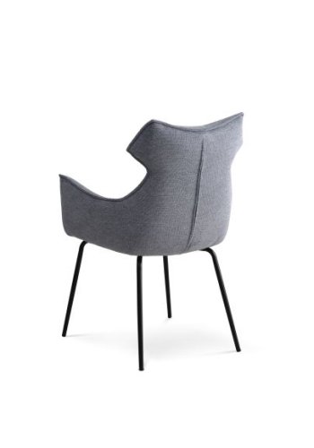 Liva spisebordsstol, m. armln - is bl stof og sorte ben