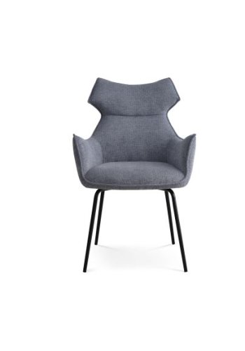 Liva spisebordsstol, m. armln - is bl stof og sorte ben