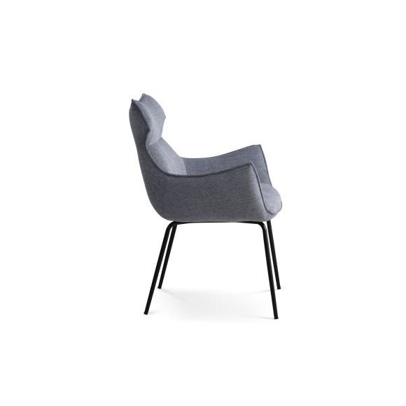 Liva spisebordsstol, m. armln - is bl stof og sorte ben