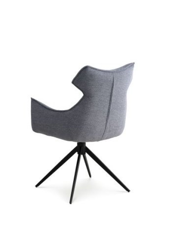 Liva spisebordsstol, m. armln og drejefunktion - is bl stof og sorte ben