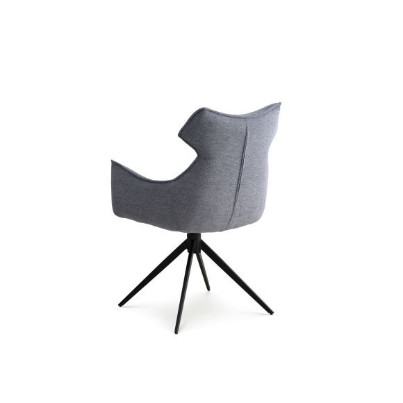 Liva spisebordsstol, m. armln og drejefunktion - is bl stof og sorte ben