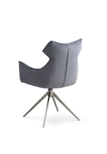 Liva spisebordsstol, m. armln og drejefunktion - is bl stof og metal