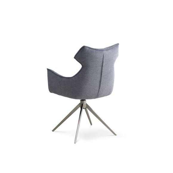 Liva spisebordsstol, m. armln og drejefunktion - is bl stof og metal