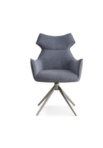 Liva spisebordsstol, m. armln og drejefunktion - is bl stof og metal