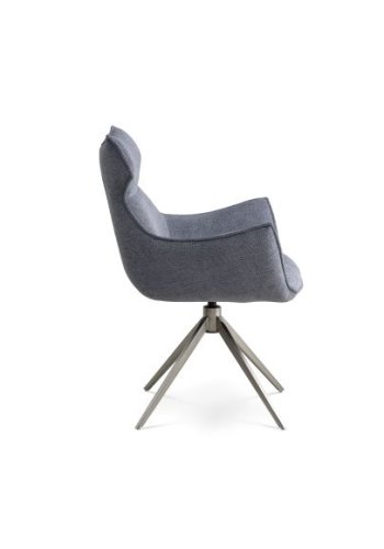 Liva spisebordsstol, m. armln og drejefunktion - is bl stof og metal