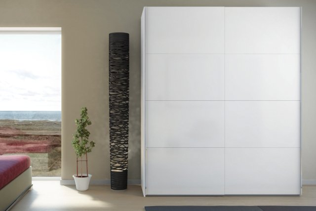 TVILUM Firenze garderobeskab- Hvidt MDF, smal, 2 skydelger