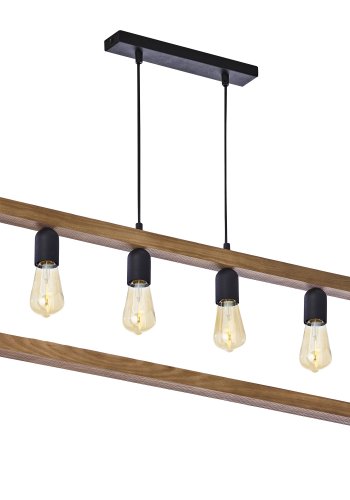 TK Metro loftlampe - natur tr og sort metal