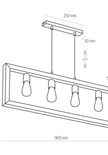 TK Metro loftlampe - natur tr og sort metal