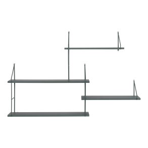 HOUSE NORDIC Harlem vghylde, m. 4 hylder - grn kejsertr og grn stl