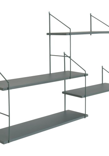 HOUSE NORDIC Harlem vghylde, m. 4 hylder - grn kejsertr og grn stl