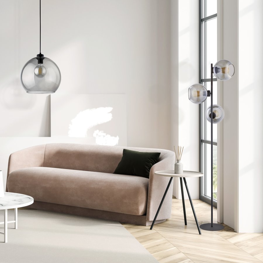 TK Cubus loftlampe - grafit glas og sort metal