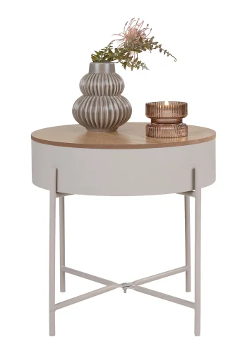 HOUSE NORDIC Sisco hjrnebord, m. opbevaring - beige melamin og lysegr stl (40)