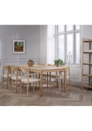 Sydney spisebordsstol - natur rattan flet og natur eg