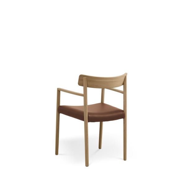 Sydney spisebordsstol, m. armln - cognac lder og natur eg