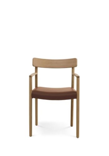 Sydney spisebordsstol, m. armln - cognac lder og natur eg