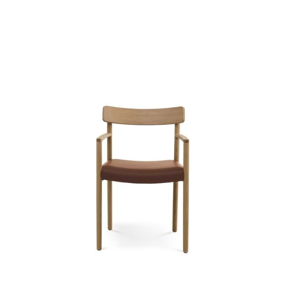 Sydney spisebordsstol, m. armln - cognac lder og natur eg