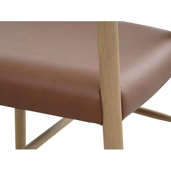 Sydney spisebordsstol, m. armln - cognac lder og natur eg