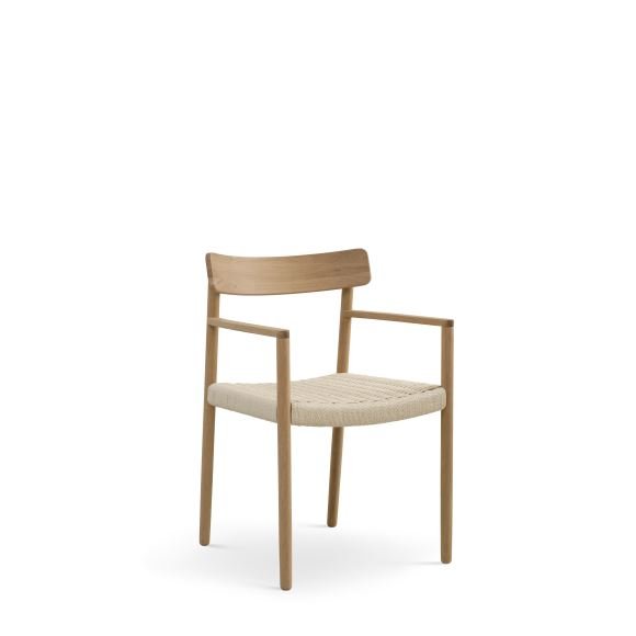 Sydney spisebordsstol, m. armln - natur rattan flet og natur eg