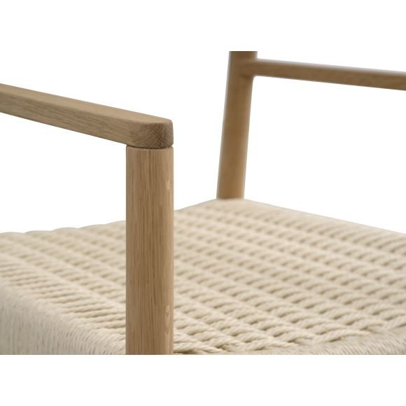 Sydney spisebordsstol, m. armln - natur rattan flet og natur eg