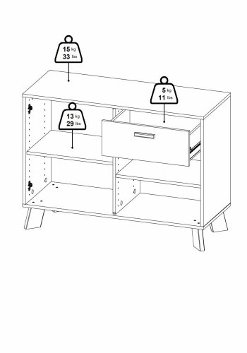 TVILUM Ikast Sknk 2 lger + 1 skuffe, Jackson Hickory/Hvid, 98,7 x 39,1 x 73 cm