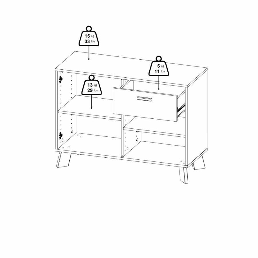 TVILUM Ikast Sknk 2 lger + 1 skuffe, Jackson Hickory/Hvid, 98,7 x 39,1 x 73 cm