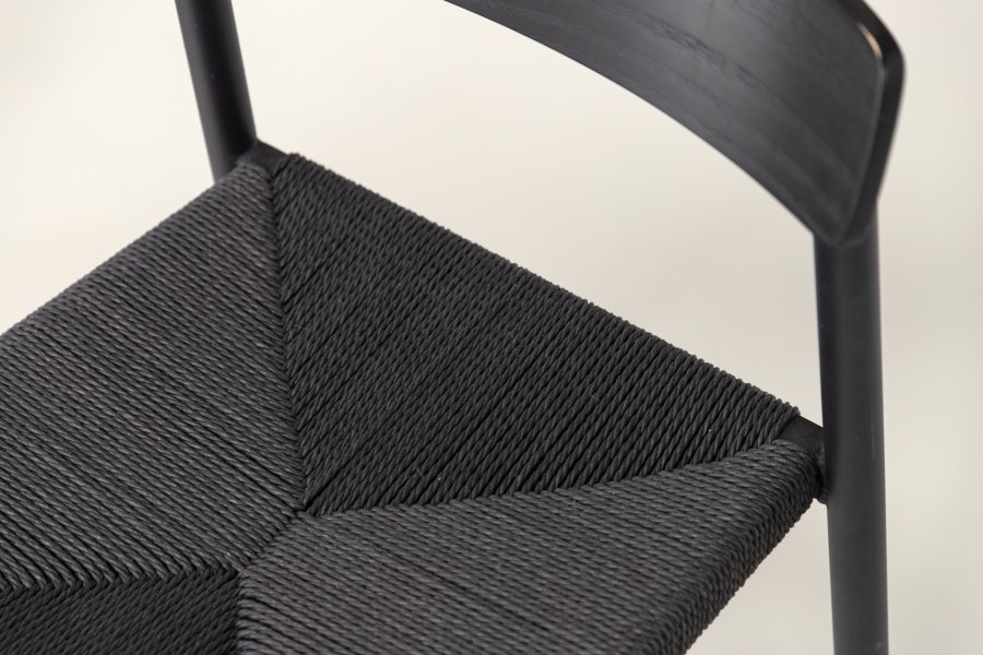 VIND COLLECTION Malmön spisebordsstol - sort tr, reb og stl