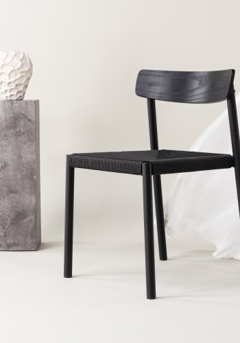 VIND COLLECTION Malmön spisebordsstol - sort tr, reb og stl