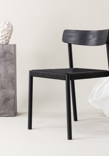 VIND COLLECTION Malmön spisebordsstol - sort tr, reb og stl