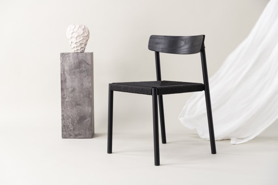 VIND COLLECTION Malmön spisebordsstol - sort tr, reb og stl