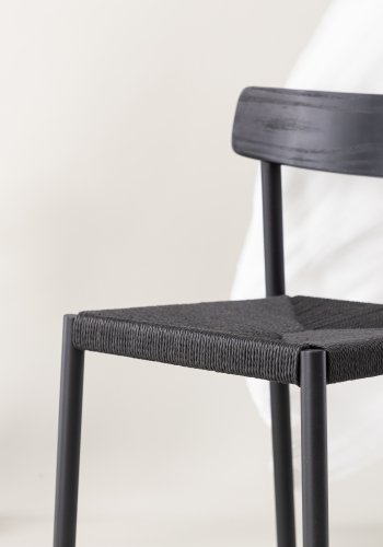 VIND COLLECTION Malmön spisebordsstol - sort tr, reb og stl