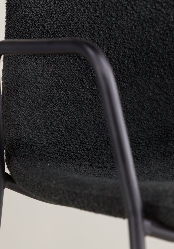 VIND COLLECTION Klädesholmen spisebordsstol, m. armln - sort bouclé stof og sort stl