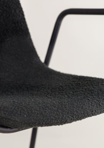 VIND COLLECTION Klädesholmen spisebordsstol, m. armln - sort bouclé stof og sort stl