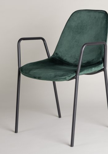 VIND COLLECTION Klädesholmen spisebordsstol, m. armln - mrkegrn polyester fljl og sort stl