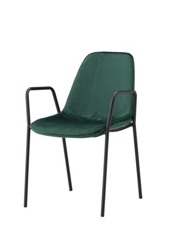 VIND COLLECTION Klädesholmen spisebordsstol, m. armln - mrkegrn polyester fljl og sort stl