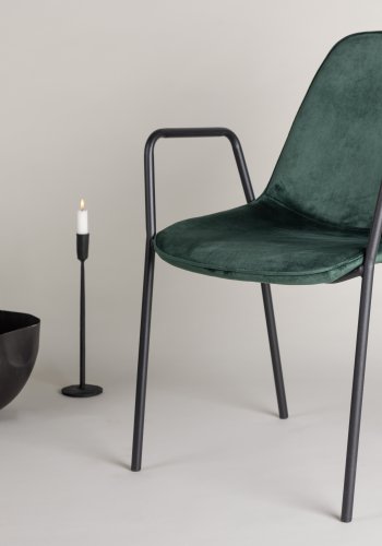 VIND COLLECTION Klädesholmen spisebordsstol, m. armln - mrkegrn polyester fljl og sort stl
